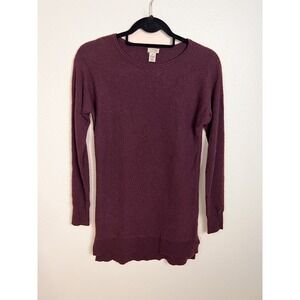 Halogen Sweater Womens XS Long‎ Sleeve Cashmere Blend Tunic Knit Maroon
